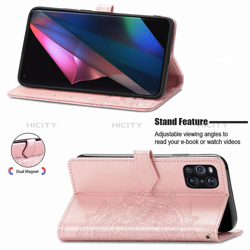 Funda de Cuero Cartera con Soporte Patron de Moda Carcasa para Oppo Find X3 5G