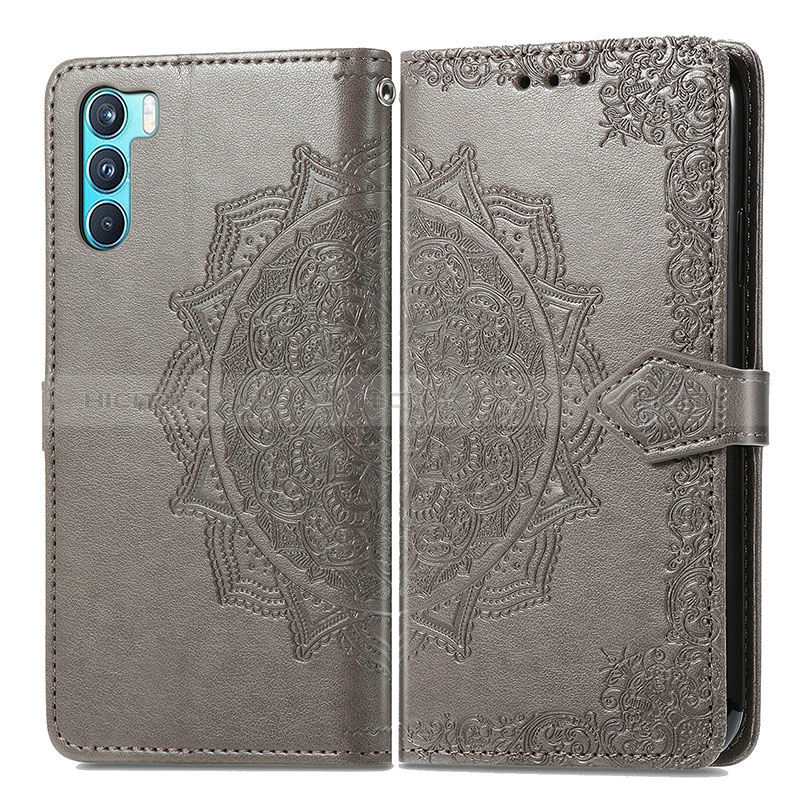 Funda de Cuero Cartera con Soporte Patron de Moda Carcasa para Oppo K9 Pro 5G Gris