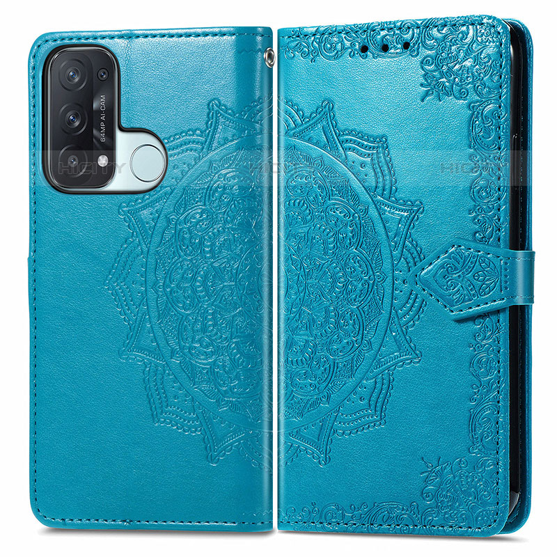 Funda de Cuero Cartera con Soporte Patron de Moda Carcasa para Oppo Reno5 A Azul