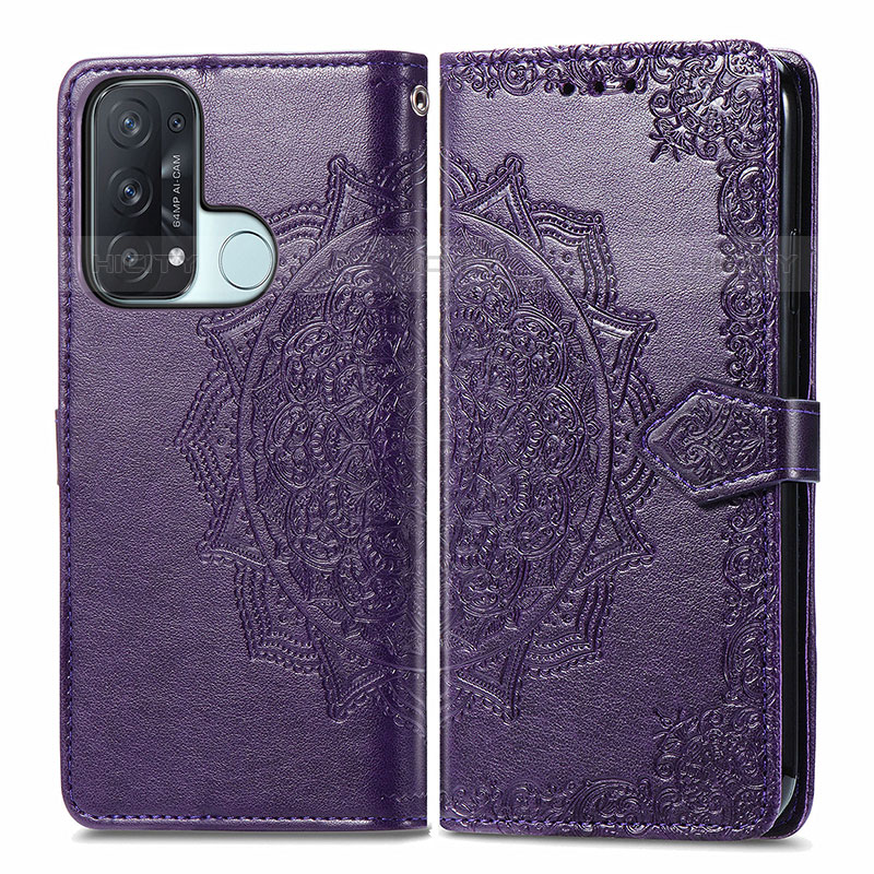 Funda de Cuero Cartera con Soporte Patron de Moda Carcasa para Oppo Reno5 A Morado