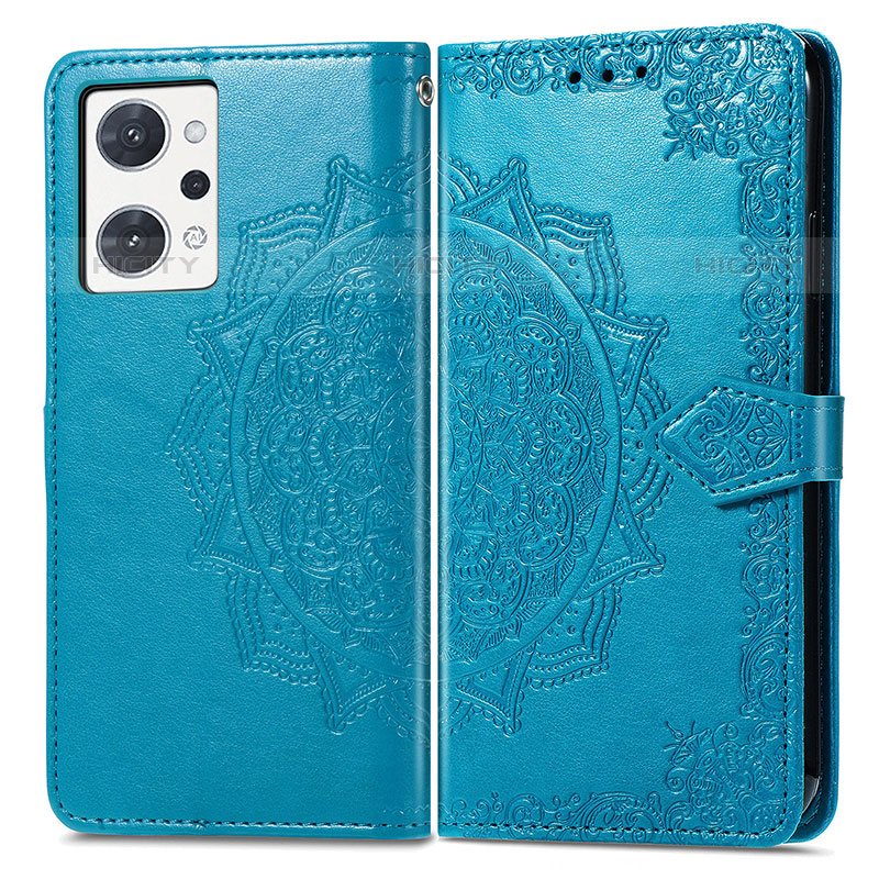 Funda de Cuero Cartera con Soporte Patron de Moda Carcasa para Oppo Reno7 A Azul