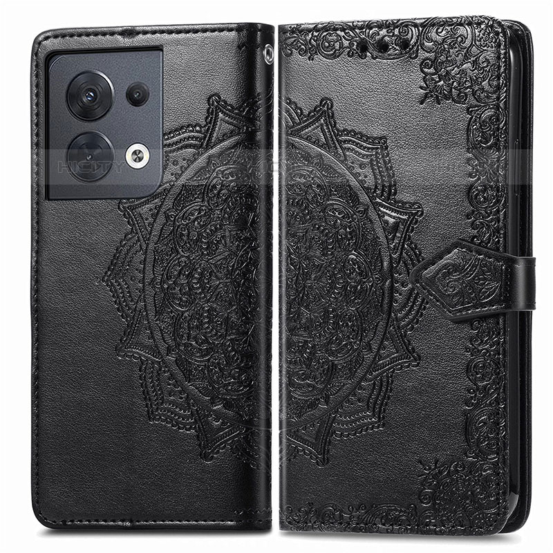 Funda de Cuero Cartera con Soporte Patron de Moda Carcasa para Oppo Reno9 5G Negro