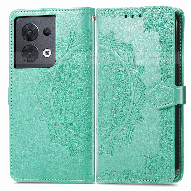 Funda de Cuero Cartera con Soporte Patron de Moda Carcasa para Oppo Reno9 5G Verde