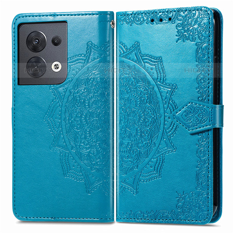 Funda de Cuero Cartera con Soporte Patron de Moda Carcasa para Oppo Reno9 Pro 5G Azul