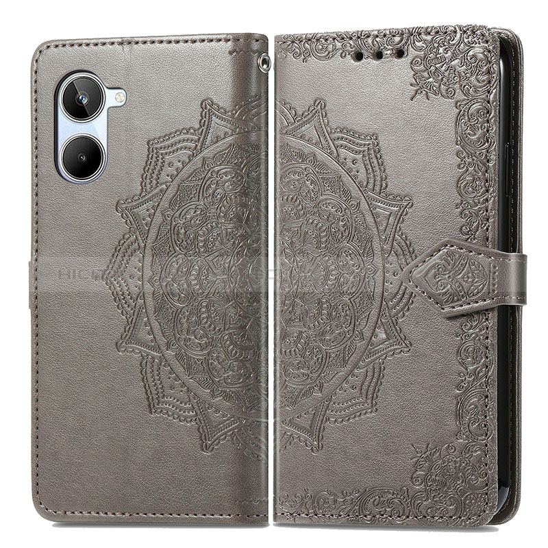 Funda de Cuero Cartera con Soporte Patron de Moda Carcasa para Realme 10 4G Gris