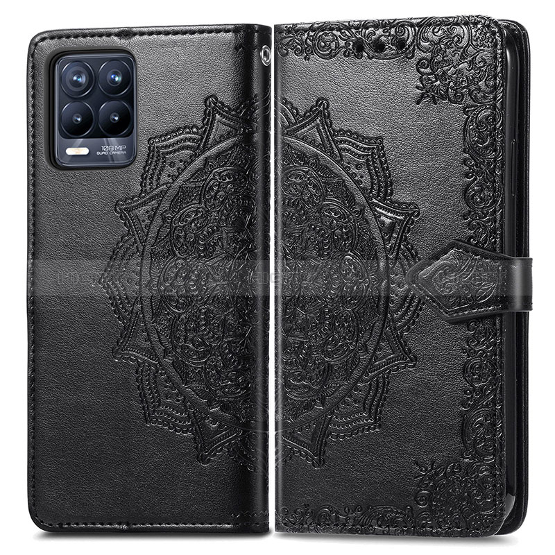 Funda de Cuero Cartera con Soporte Patron de Moda Carcasa para Realme 8 4G Negro