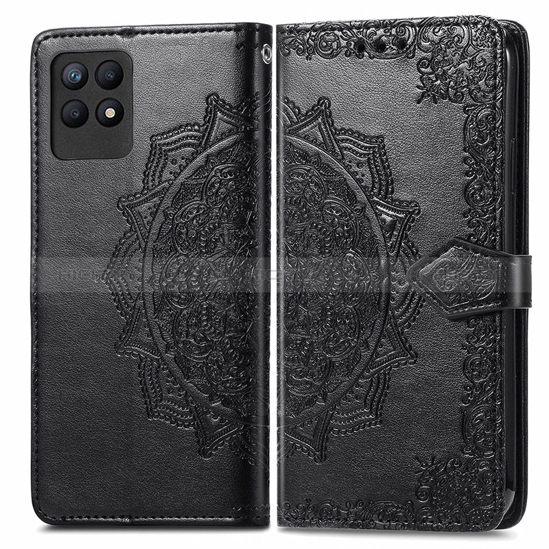 Funda de Cuero Cartera con Soporte Patron de Moda Carcasa para Realme 8i Negro