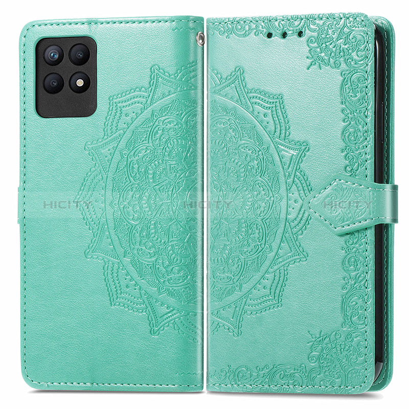 Funda de Cuero Cartera con Soporte Patron de Moda Carcasa para Realme 8i Verde