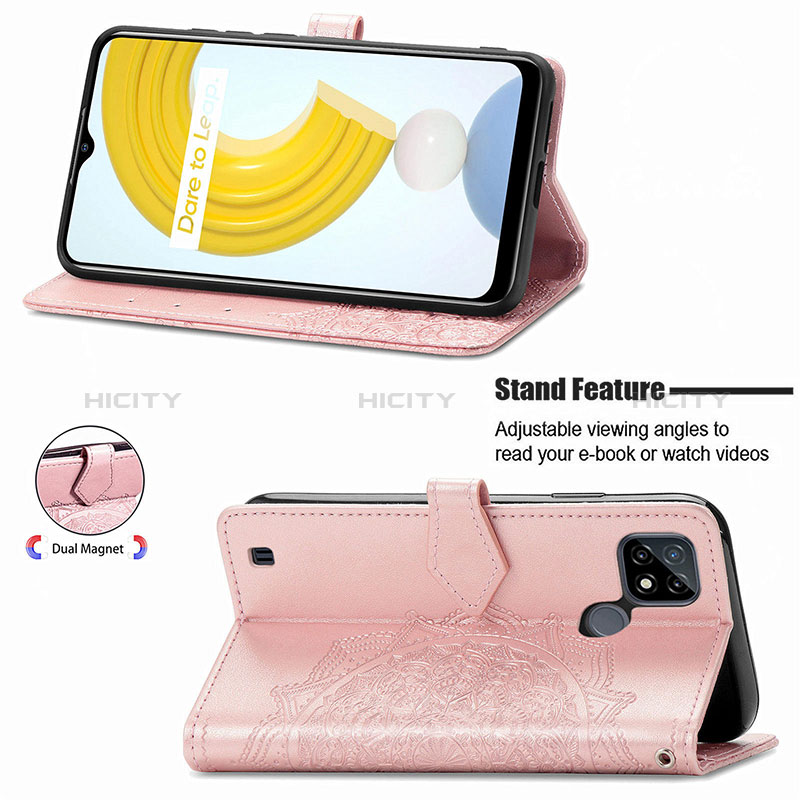 Funda de Cuero Cartera con Soporte Patron de Moda Carcasa para Realme C21Y