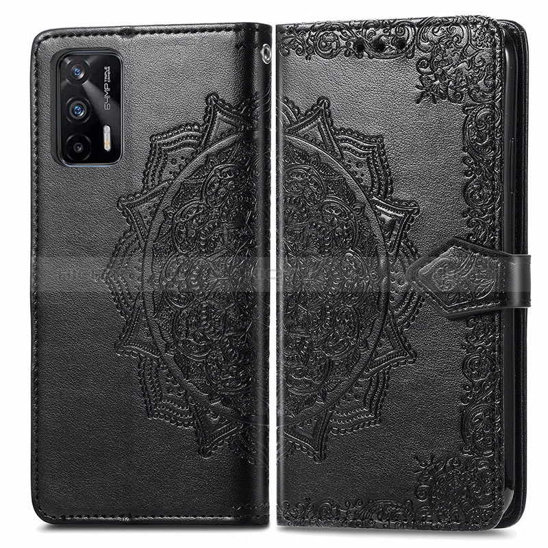 Funda de Cuero Cartera con Soporte Patron de Moda Carcasa para Realme GT 5G Negro