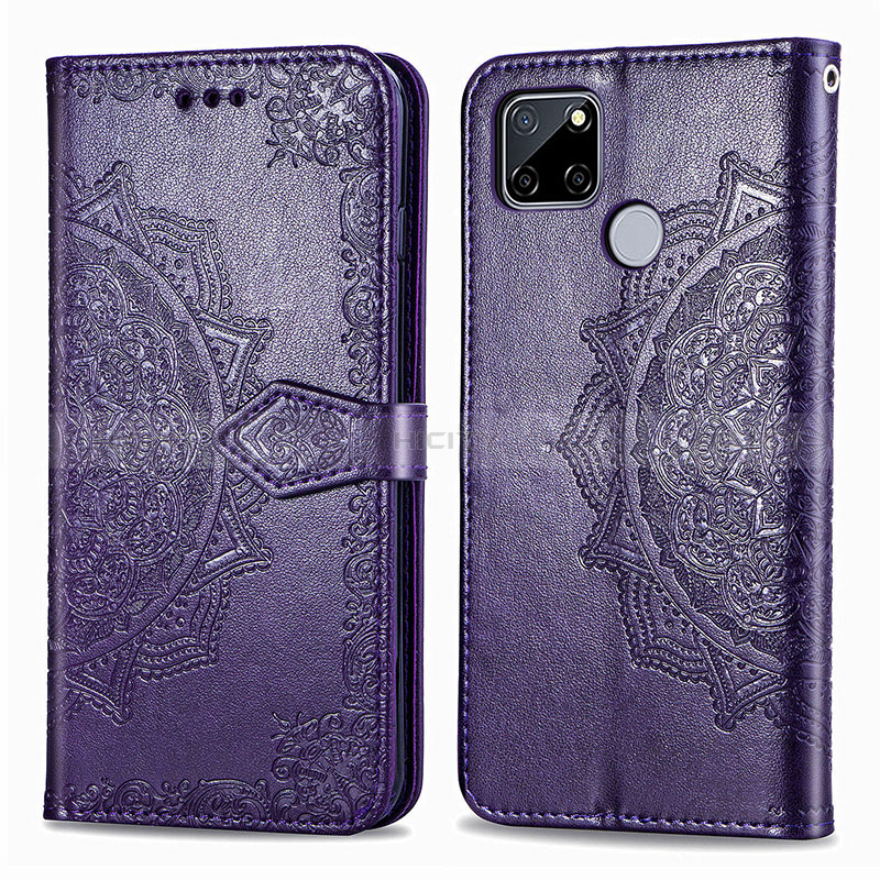 Funda de Cuero Cartera con Soporte Patron de Moda Carcasa para Realme Narzo 30A Morado