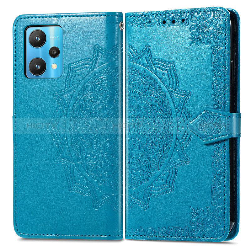 Funda de Cuero Cartera con Soporte Patron de Moda Carcasa para Realme V25 5G Azul