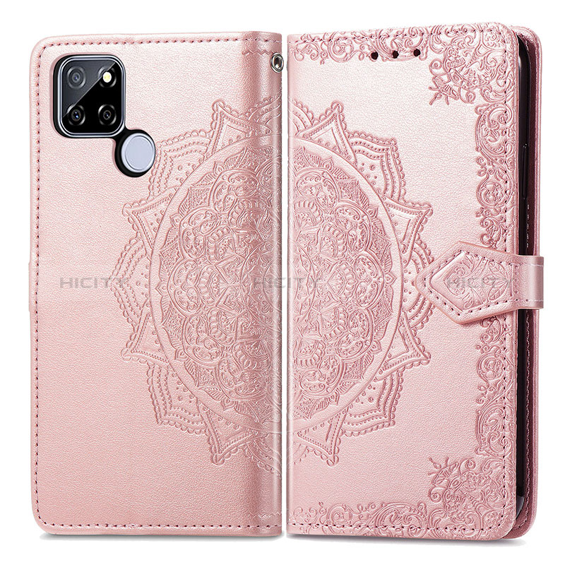 Funda de Cuero Cartera con Soporte Patron de Moda Carcasa para Realme V3 5G Oro Rosa