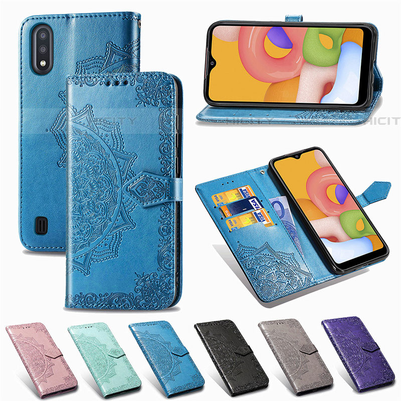 Funda de Cuero Cartera con Soporte Patron de Moda Carcasa para Samsung Galaxy A01 SM-A015