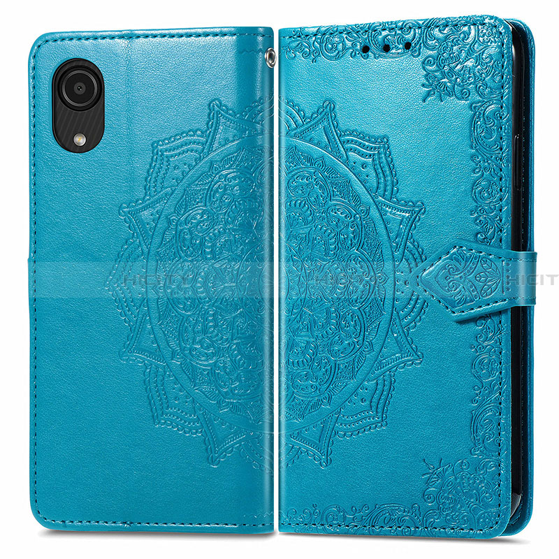 Funda de Cuero Cartera con Soporte Patron de Moda Carcasa para Samsung Galaxy A03 Core Azul