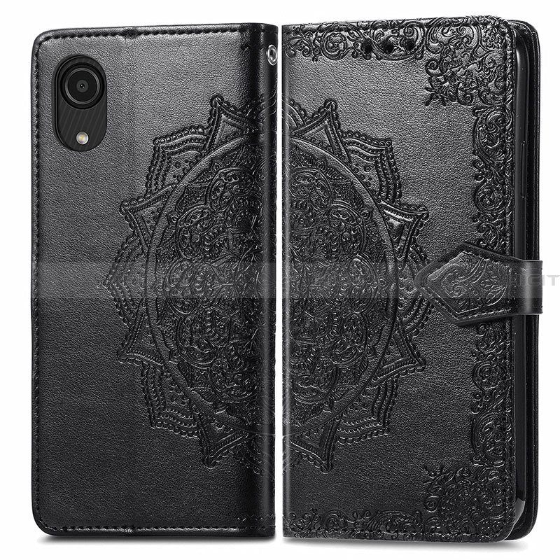 Funda de Cuero Cartera con Soporte Patron de Moda Carcasa para Samsung Galaxy A03 Core Negro