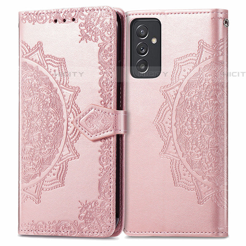 Funda de Cuero Cartera con Soporte Patron de Moda Carcasa para Samsung Galaxy A05s Oro Rosa