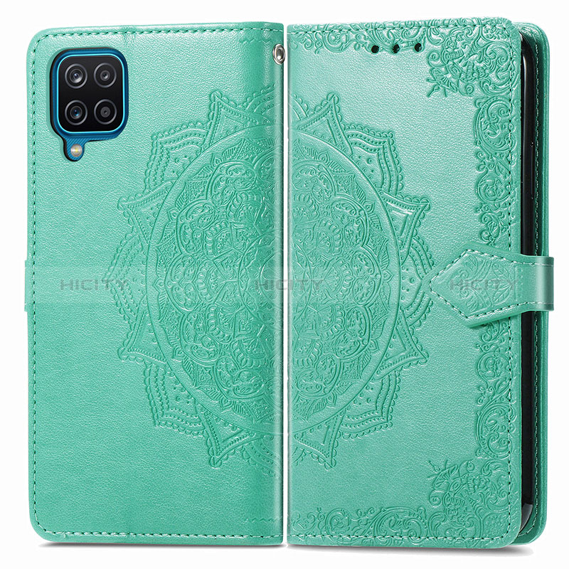 Funda de Cuero Cartera con Soporte Patron de Moda Carcasa para Samsung Galaxy A12 Nacho Verde