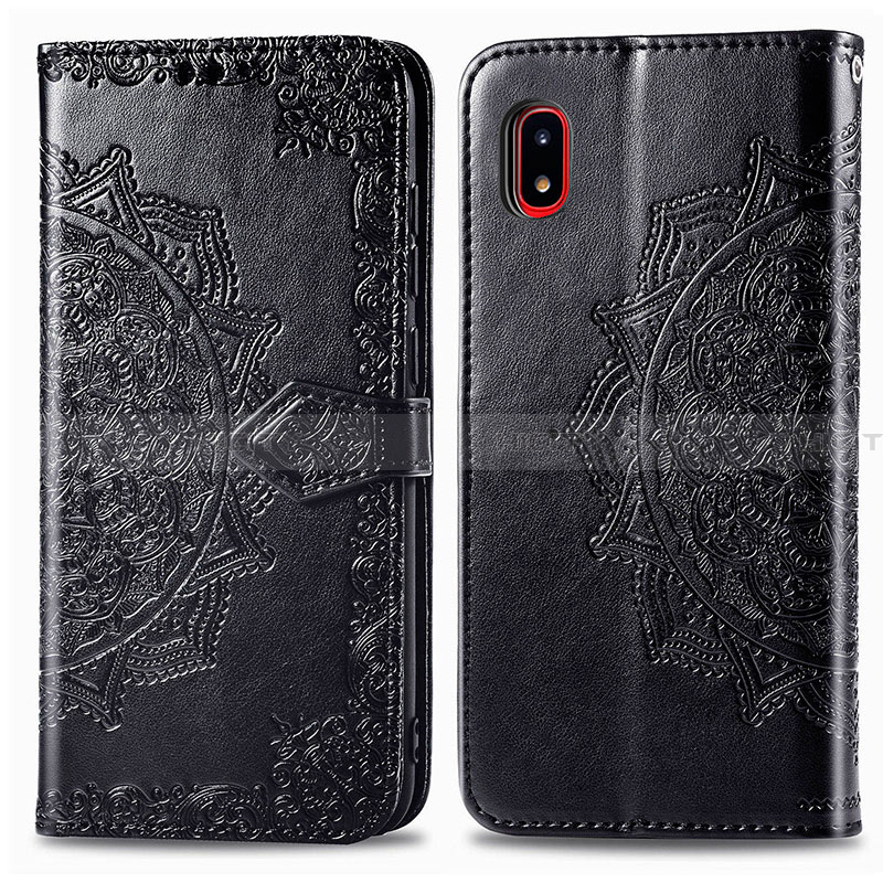 Funda de Cuero Cartera con Soporte Patron de Moda Carcasa para Samsung Galaxy A20 SC-02M SCV46 Negro