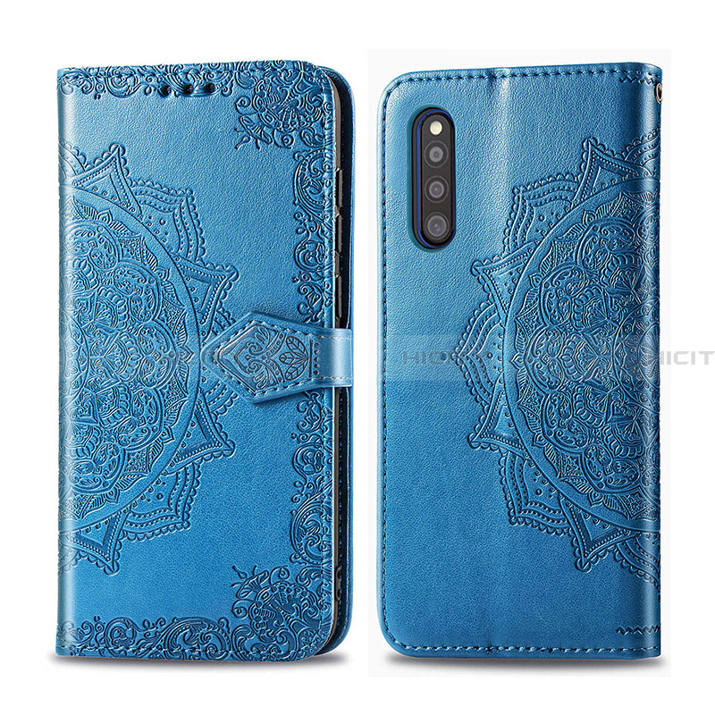 Funda de Cuero Cartera con Soporte Patron de Moda Carcasa para Samsung Galaxy A41 SC-41A Azul