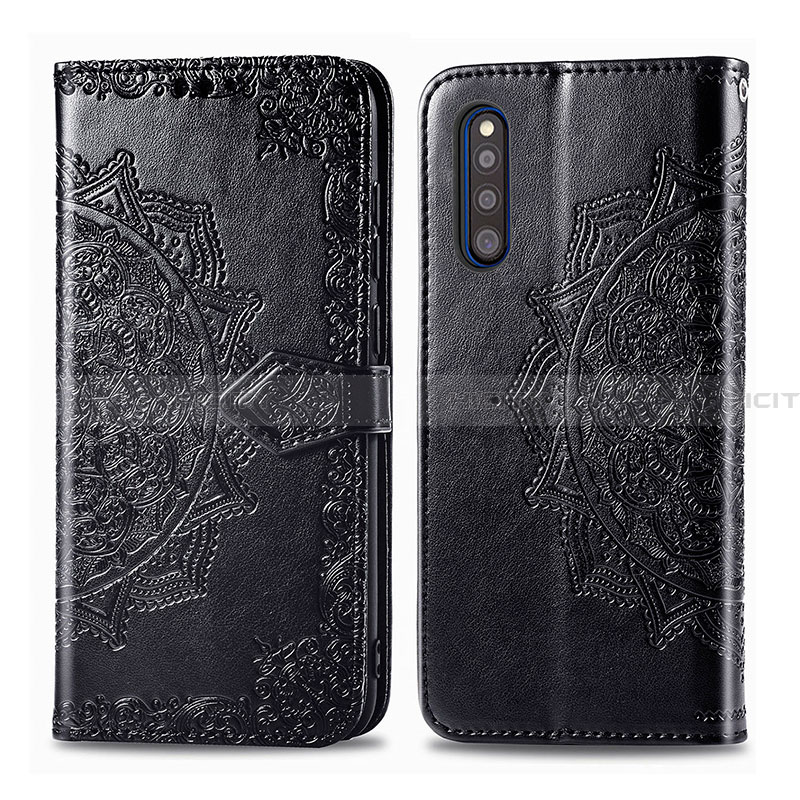 Funda de Cuero Cartera con Soporte Patron de Moda Carcasa para Samsung Galaxy A41 SC-41A Negro