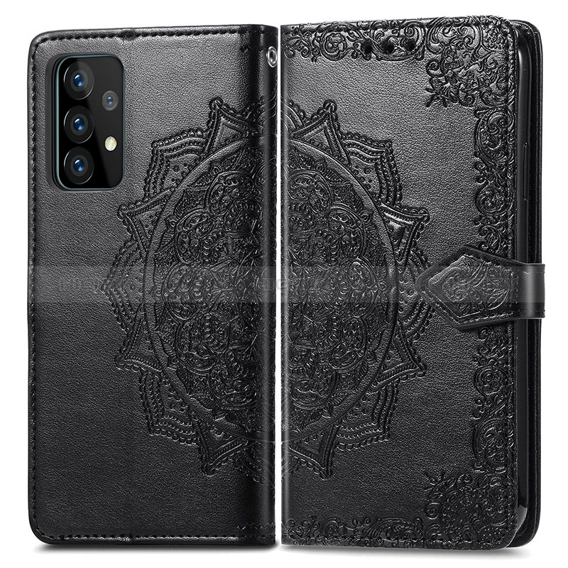 Funda de Cuero Cartera con Soporte Patron de Moda Carcasa para Samsung Galaxy A52s 5G Negro