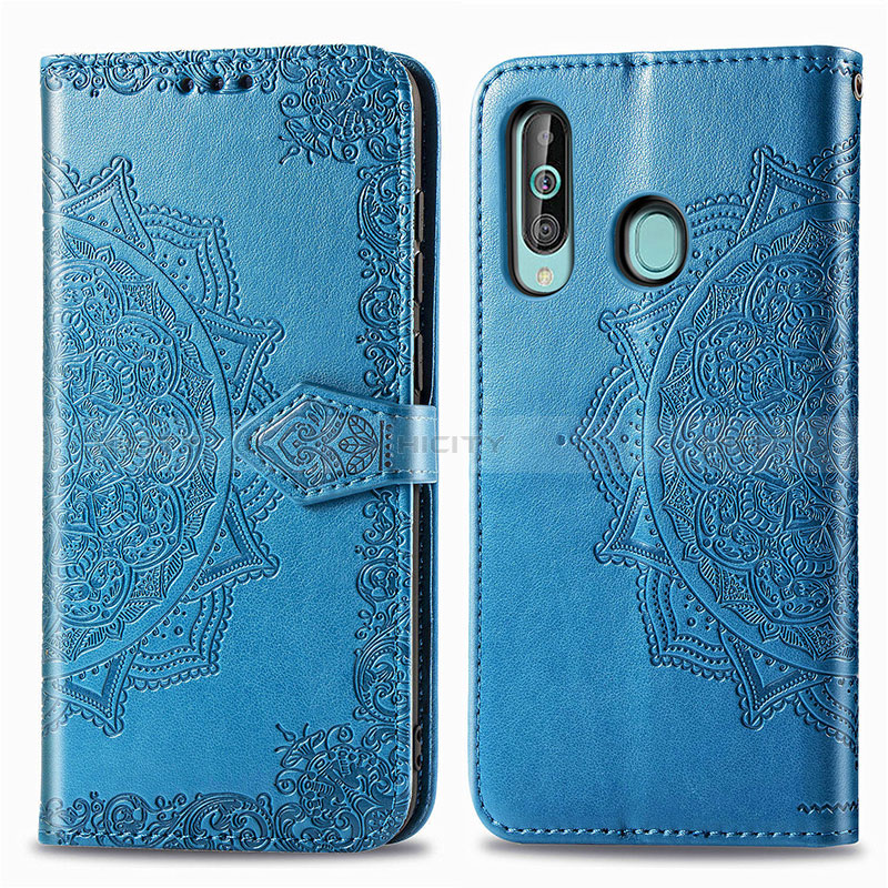 Funda de Cuero Cartera con Soporte Patron de Moda Carcasa para Samsung Galaxy A60 Azul