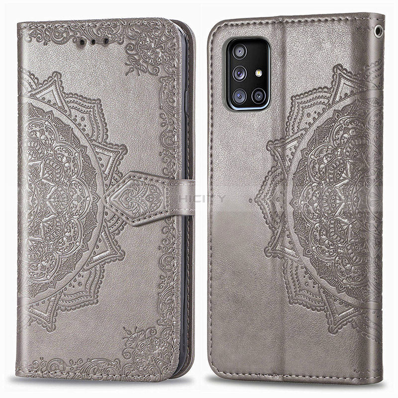 Funda de Cuero Cartera con Soporte Patron de Moda Carcasa para Samsung Galaxy A71 4G A715 Gris