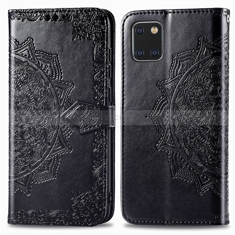 Funda de Cuero Cartera con Soporte Patron de Moda Carcasa para Samsung Galaxy A81 Negro