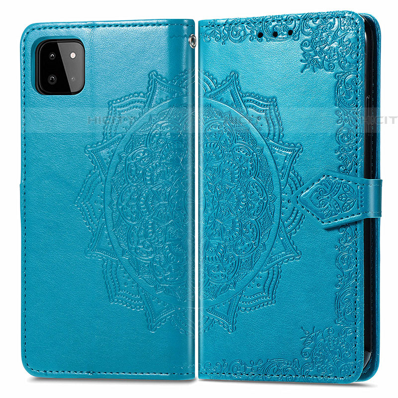 Funda de Cuero Cartera con Soporte Patron de Moda Carcasa para Samsung Galaxy F42 5G Azul