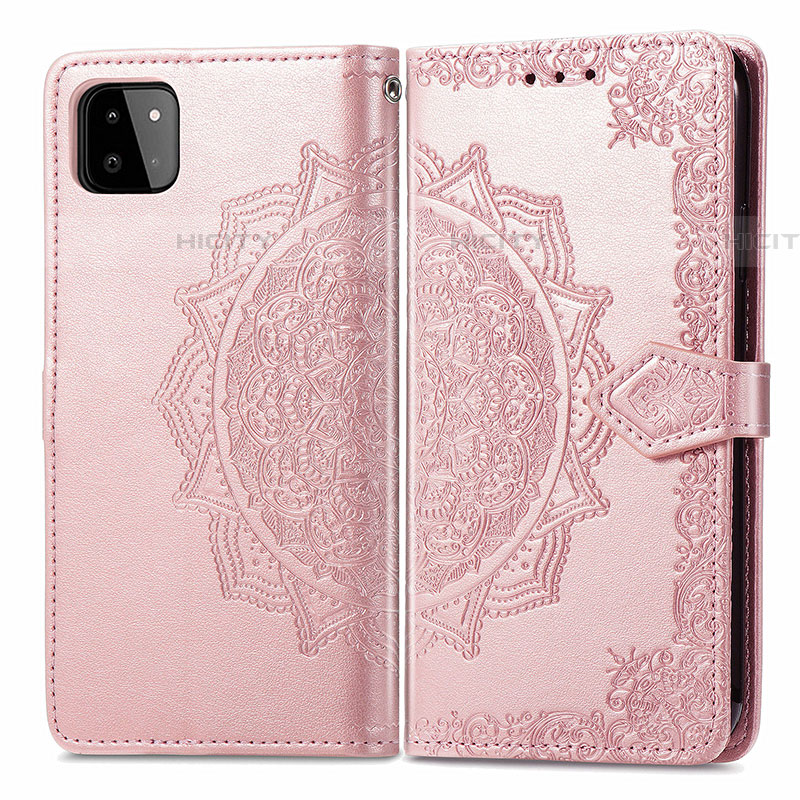 Funda de Cuero Cartera con Soporte Patron de Moda Carcasa para Samsung Galaxy F42 5G Oro Rosa