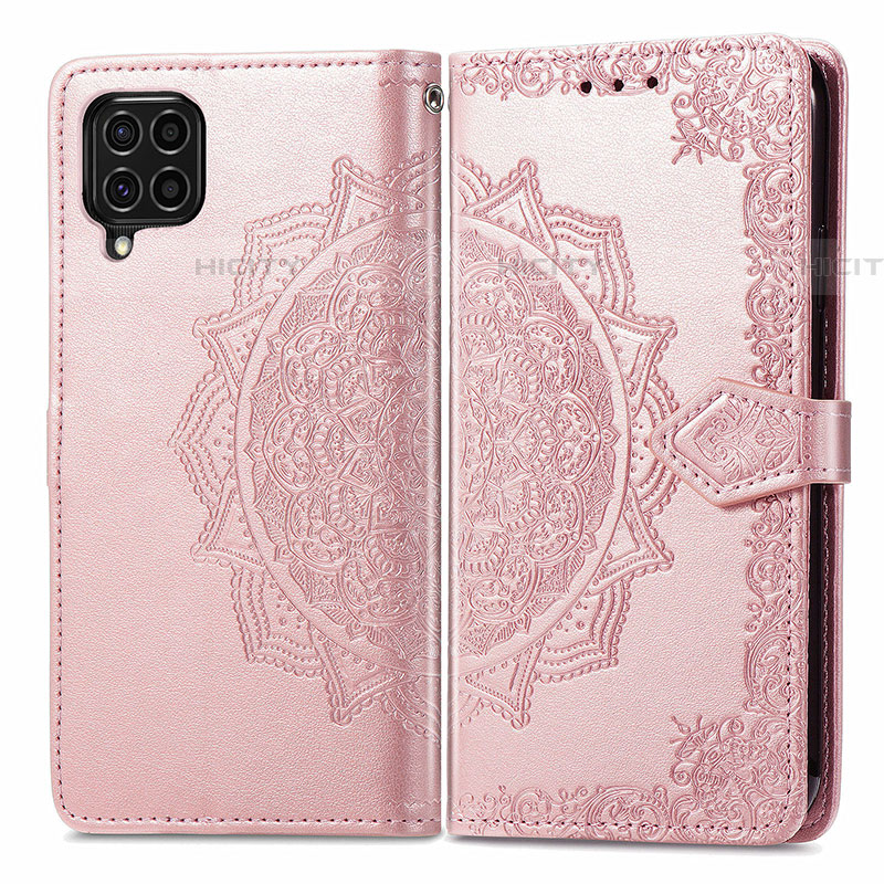 Funda de Cuero Cartera con Soporte Patron de Moda Carcasa para Samsung Galaxy F62 5G Oro Rosa