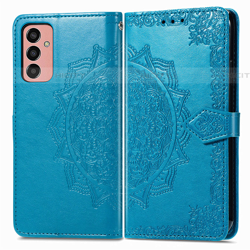 Funda de Cuero Cartera con Soporte Patron de Moda Carcasa para Samsung Galaxy M13 4G Azul