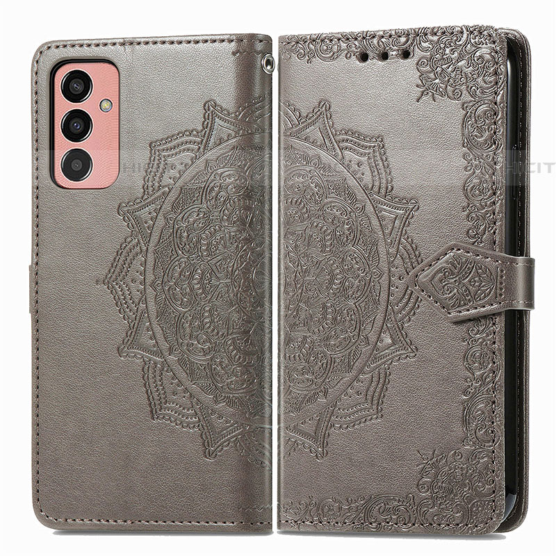 Funda de Cuero Cartera con Soporte Patron de Moda Carcasa para Samsung Galaxy M13 4G Gris