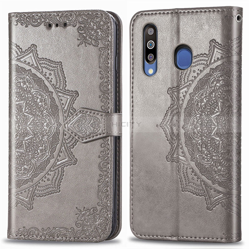 Funda de Cuero Cartera con Soporte Patron de Moda Carcasa para Samsung Galaxy M30 Gris