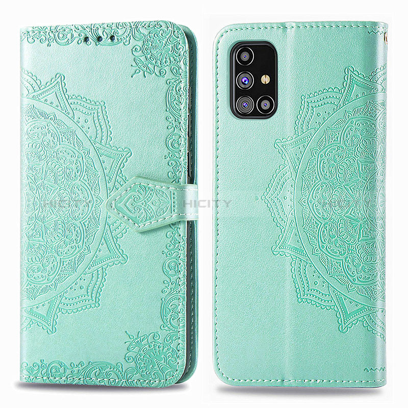 Funda de Cuero Cartera con Soporte Patron de Moda Carcasa para Samsung Galaxy M31s Verde