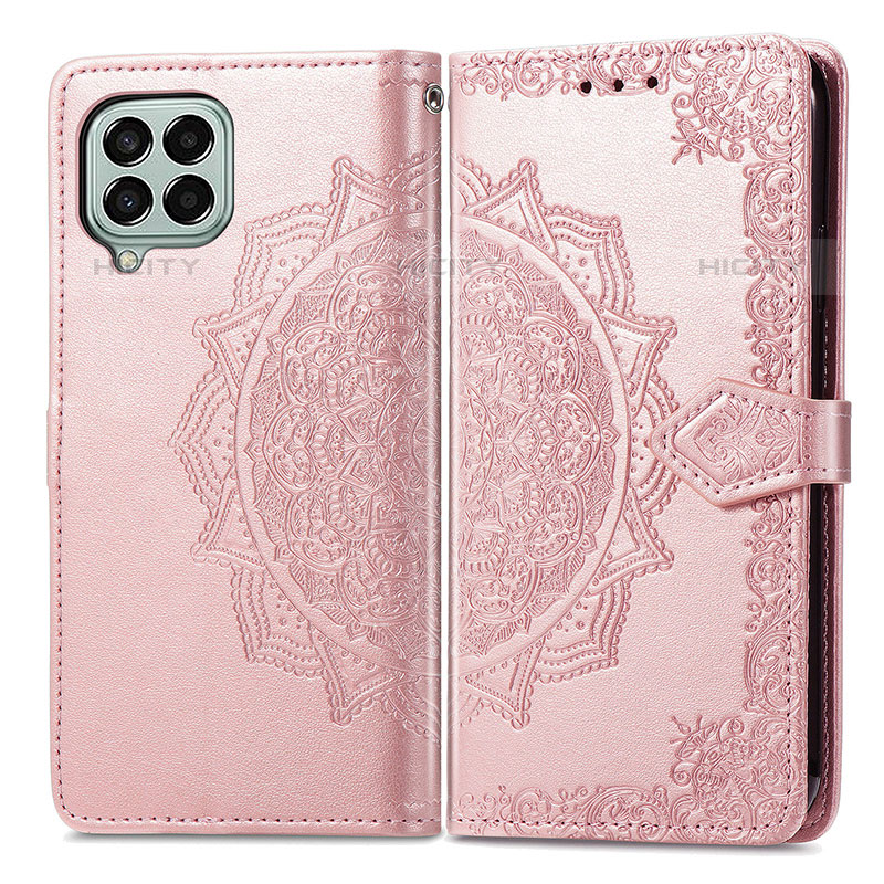 Funda de Cuero Cartera con Soporte Patron de Moda Carcasa para Samsung Galaxy M33 5G Oro Rosa