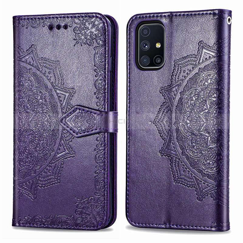 Funda de Cuero Cartera con Soporte Patron de Moda Carcasa para Samsung Galaxy M51 Morado