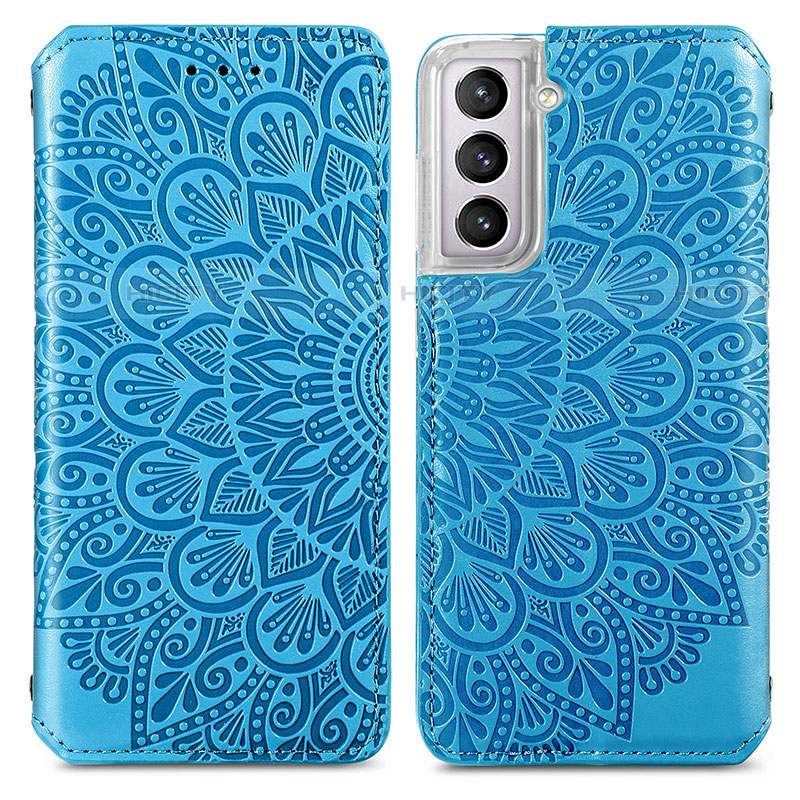 Funda de Cuero Cartera con Soporte Patron de Moda Carcasa para Samsung Galaxy S21 5G Azul