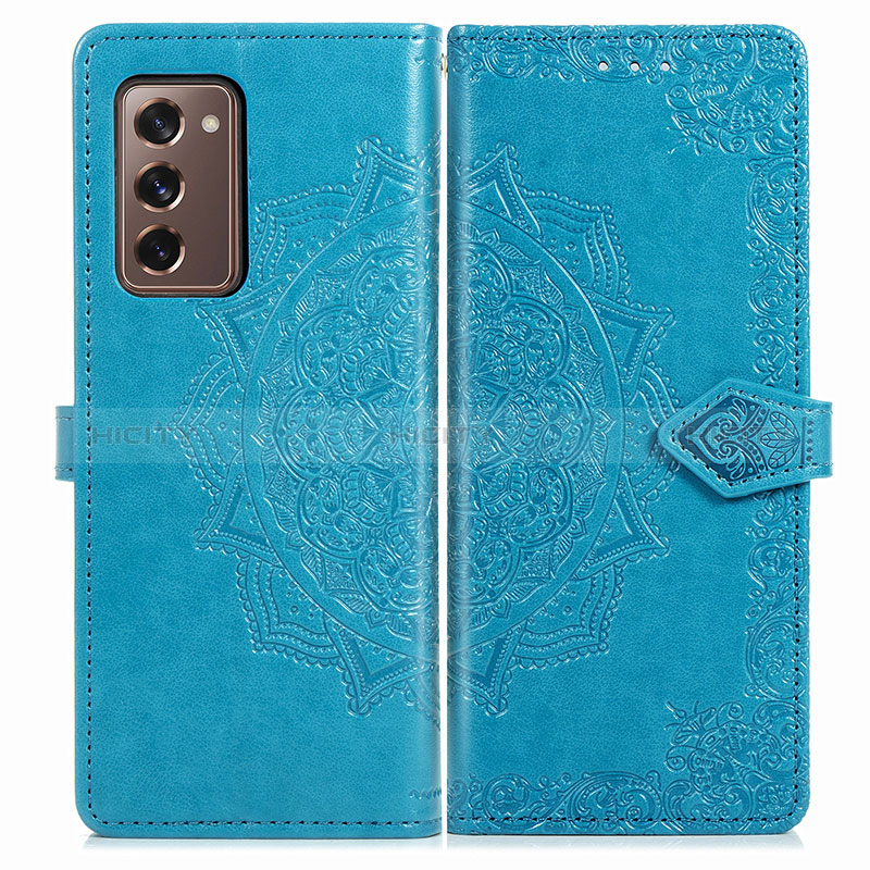 Funda de Cuero Cartera con Soporte Patron de Moda Carcasa para Samsung Galaxy Z Fold2 5G Azul