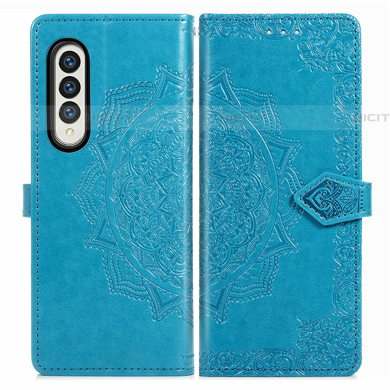 Funda de Cuero Cartera con Soporte Patron de Moda Carcasa para Samsung Galaxy Z Fold4 5G Azul