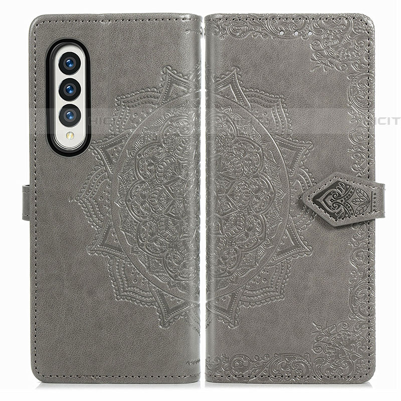 Funda de Cuero Cartera con Soporte Patron de Moda Carcasa para Samsung Galaxy Z Fold4 5G Gris