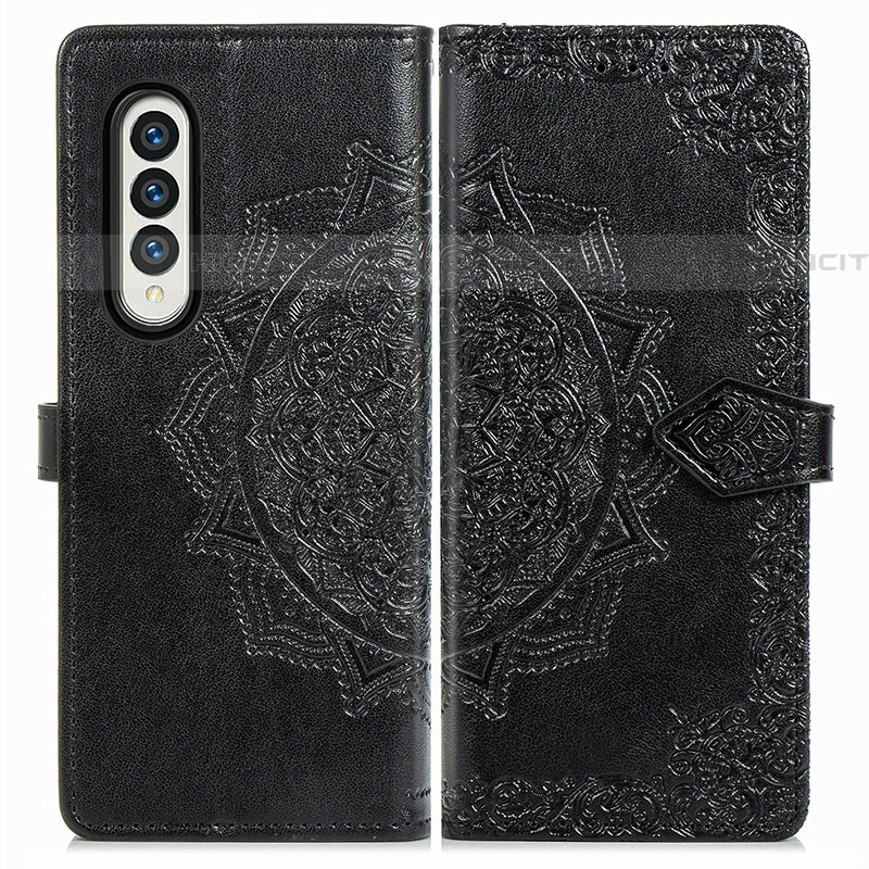 Funda de Cuero Cartera con Soporte Patron de Moda Carcasa para Samsung Galaxy Z Fold4 5G Negro