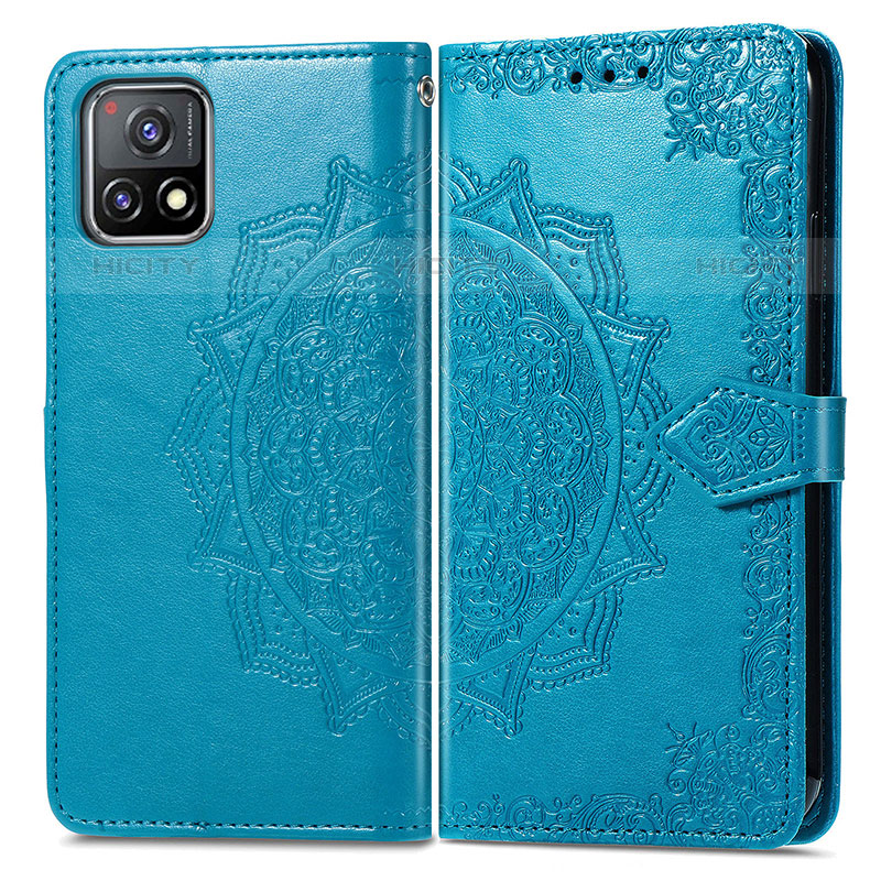 Funda de Cuero Cartera con Soporte Patron de Moda Carcasa para Vivo iQOO U3 5G Azul