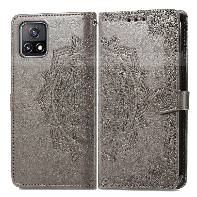 Funda de Cuero Cartera con Soporte Patron de Moda Carcasa para Vivo iQOO U3 5G Gris