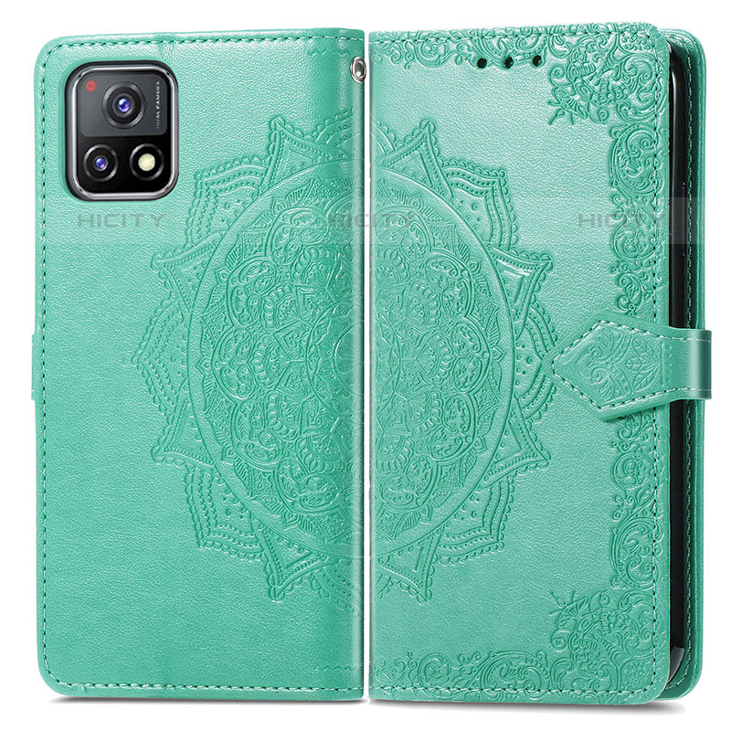 Funda de Cuero Cartera con Soporte Patron de Moda Carcasa para Vivo iQOO U3 5G Verde