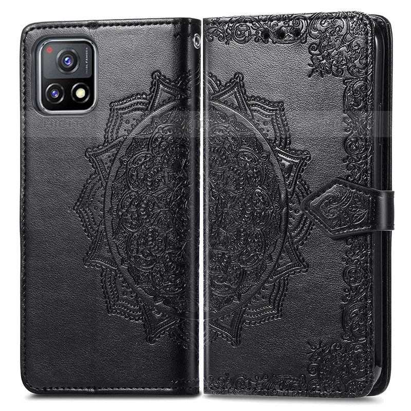 Funda de Cuero Cartera con Soporte Patron de Moda Carcasa para Vivo iQOO U3x 5G Negro