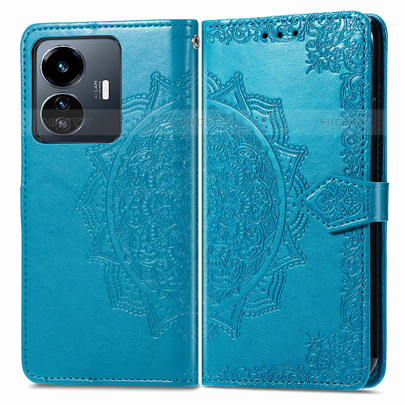 Funda de Cuero Cartera con Soporte Patron de Moda Carcasa para Vivo iQOO Z6 Lite 5G Azul