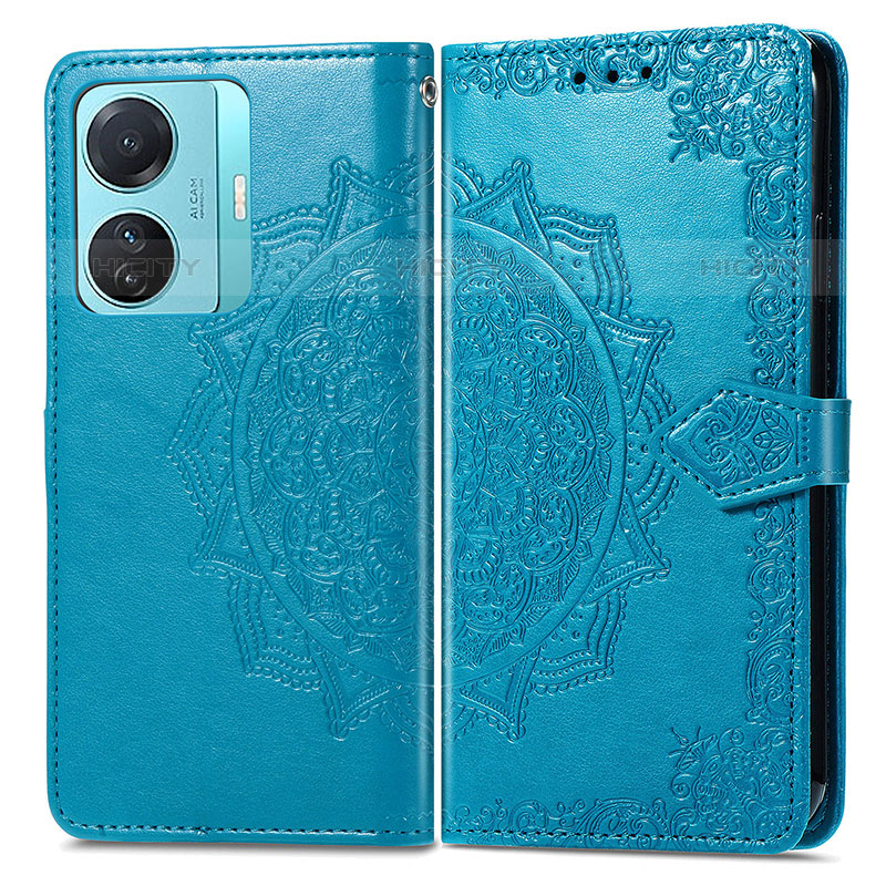 Funda de Cuero Cartera con Soporte Patron de Moda Carcasa para Vivo T1 Pro 5G Azul