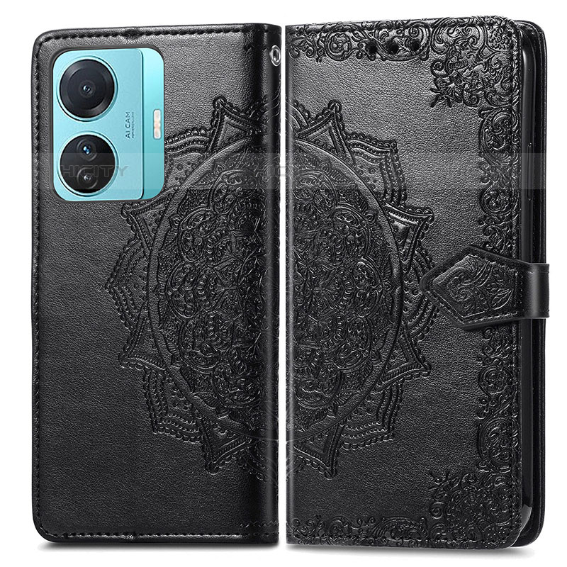 Funda de Cuero Cartera con Soporte Patron de Moda Carcasa para Vivo T1 Pro 5G Negro